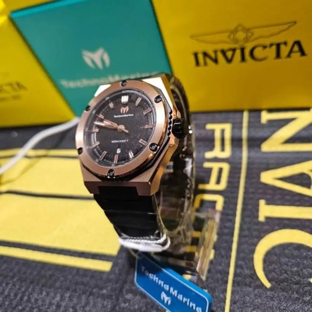 TechnoMarine Gold & Black Men’s Watch – 100M Water Resistant / New